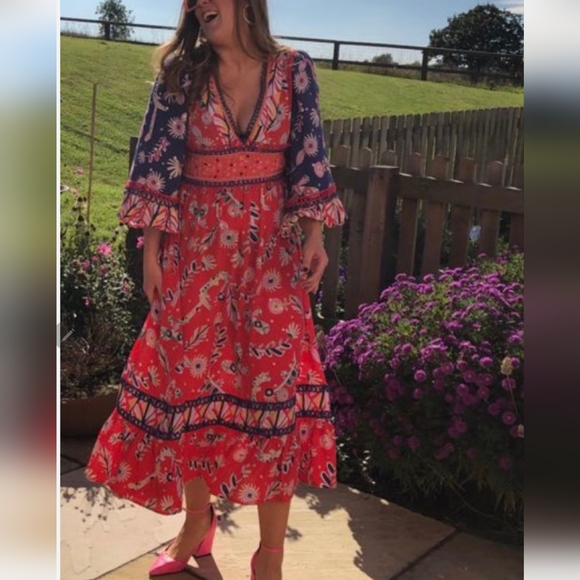 CeliaB Jules Midi Dress In Red - Picture 3 of 16